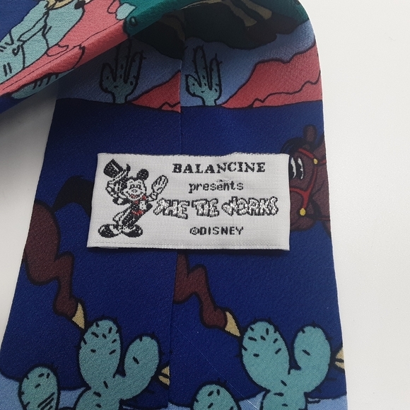 Balancine Vintage disney Mickey Mouse & Goofy Men's Tie Pure Silk - Picture 2 of 8